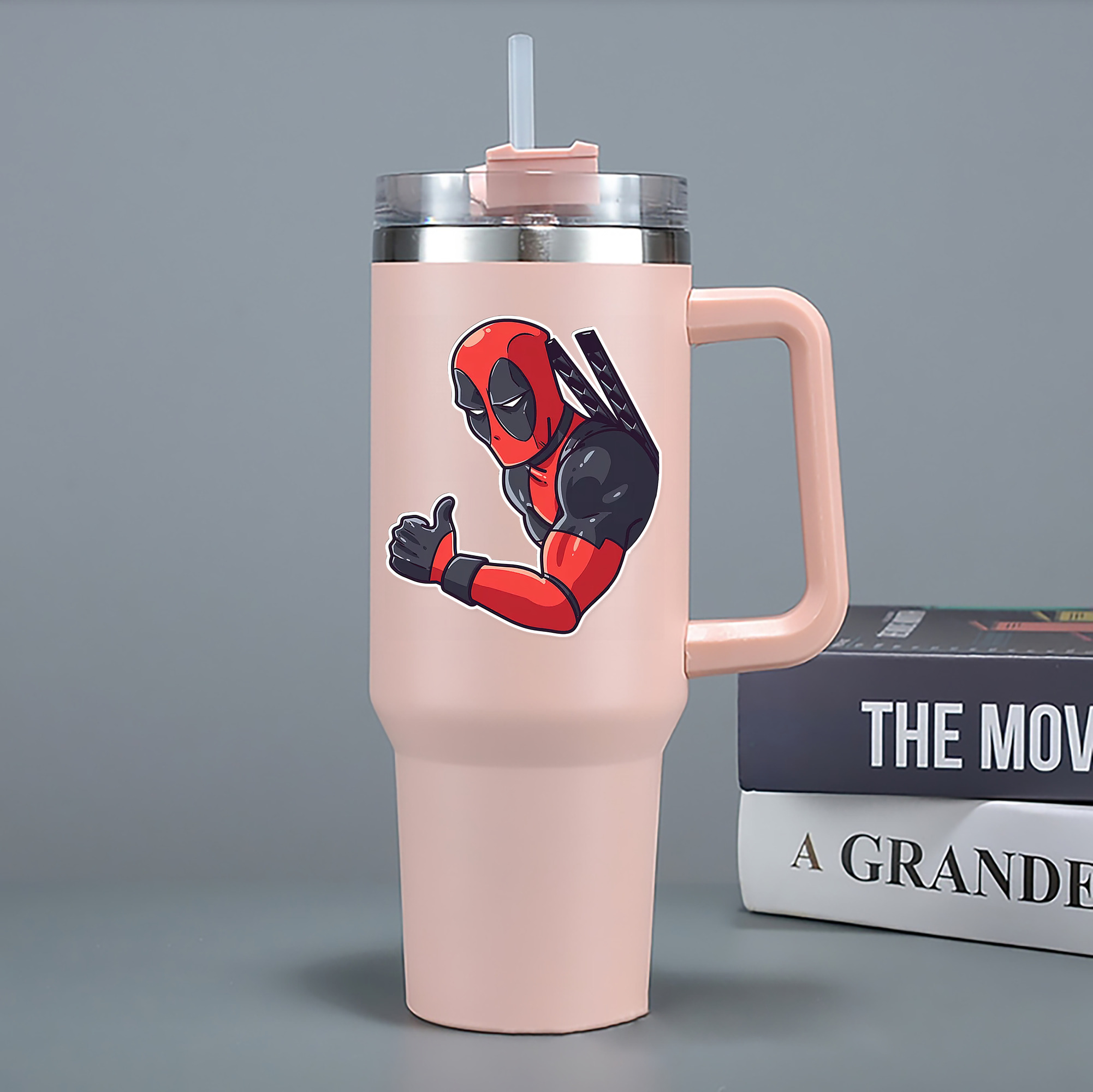 （画像用） Deadpool デッドプール 1200mL車用タンブラー - クリスタルステッカー（プラスチックストロー付き）